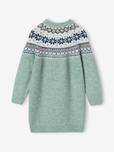 Jacquard knit dress with long sleeves for girls camel+rosy+sage green - vertbaudet enfant 