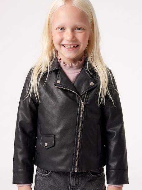 Biker jacket for girls black - vertbaudet enfant 