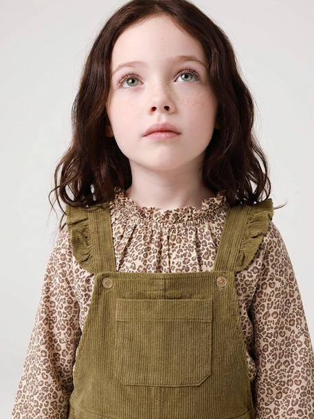 Fancy Top, Elasticated Ruffled Neckline, for Girls ecru+navy blue+vanilla - vertbaudet enfant 