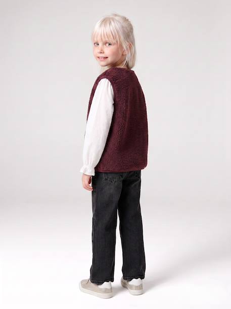 Sleeveless Sherpa Jacket for Girls blush+plum+vanilla - vertbaudet enfant 