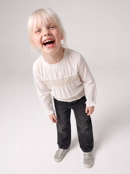 Long-sleeved blouse for girls ecru - vertbaudet enfant 
