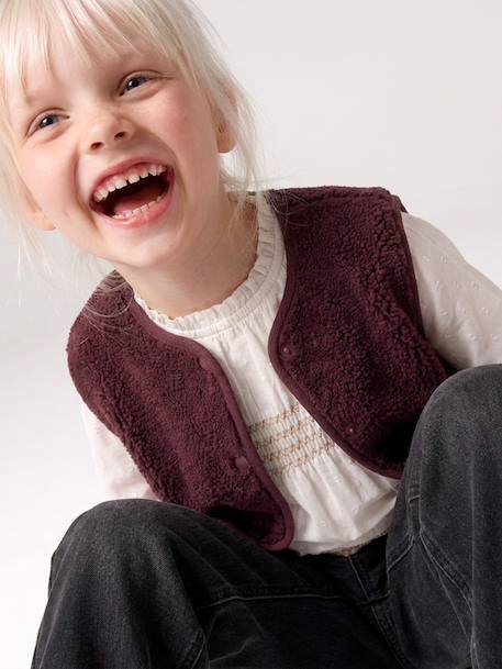 Sleeveless Sherpa Jacket for Girls blush+plum+vanilla - vertbaudet enfant 