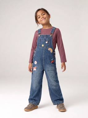 Salopette fille large en denim - vertbaudet enfant Fille-Salopette fille large en denim