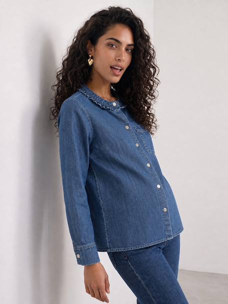 Maternity and nursing shirt medium blue - vertbaudet enfant 