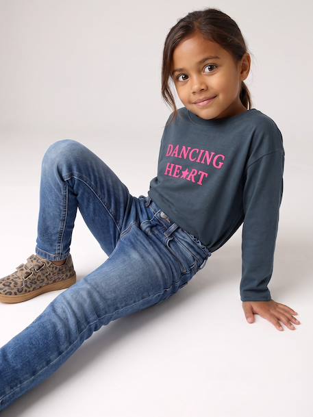 Long-sleeved T-shirt for girls green+ink blue+pale pink - vertbaudet enfant 