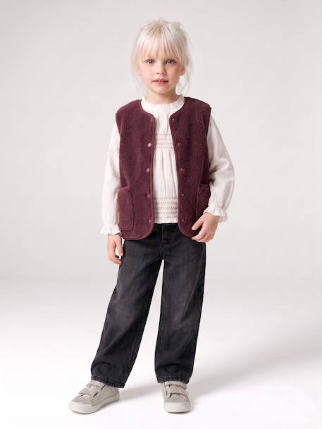 Sleeveless Sherpa Jacket for Girls blush+plum+vanilla - vertbaudet enfant 