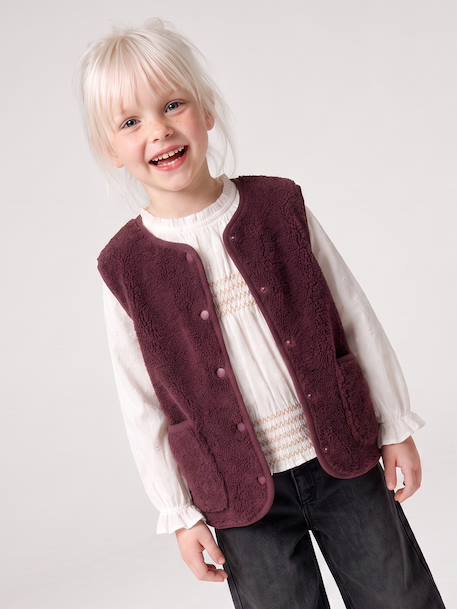 Sleeveless Sherpa Jacket for Girls blush+plum+vanilla - vertbaudet enfant 
