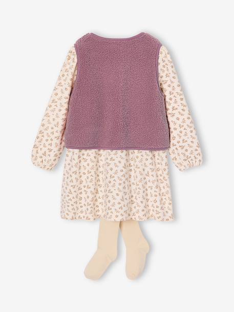 3-piece dress set for girls ecru+mauve - vertbaudet enfant 
