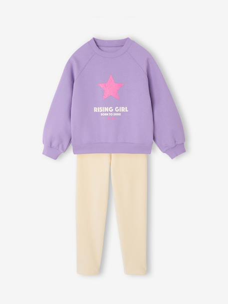 Sweatshirt and leggings set for girls ecru - vertbaudet enfant 