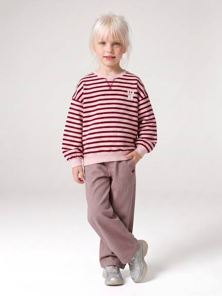Sweat fille manches longues écru+rouge - vertbaudet enfant 