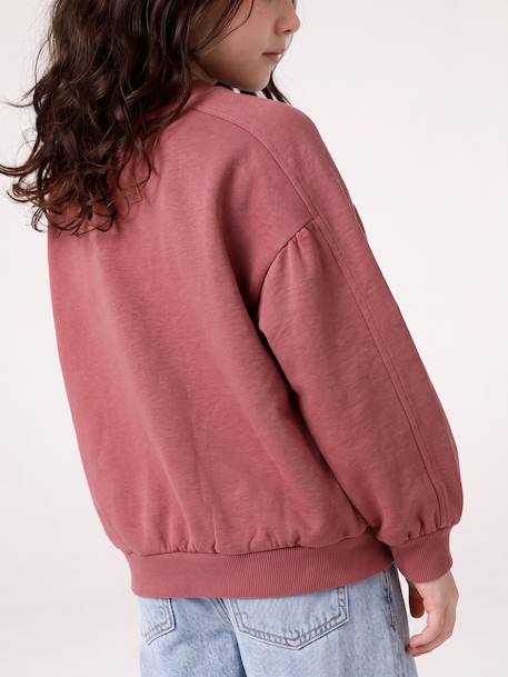 Sweat fille col rond mauve+rose pâle - vertbaudet enfant 