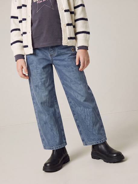 Wide-leg trousers in girls' colours green+grey blue+grey green+plum+rose - vertbaudet enfant 
