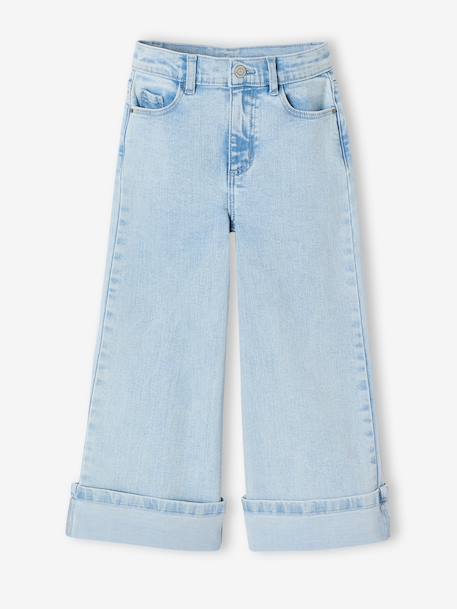 Wide-leg jeans for girls bleached denim - vertbaudet enfant 