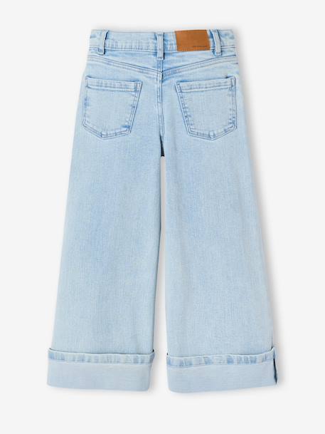 Wide-leg jeans for girls bleached denim - vertbaudet enfant 