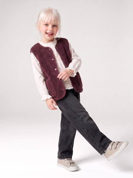 Jean fille large morphologik tour de hanches fin bleu clair+bleu foncé+bleu moyen+denim gris - vertbaudet enfant 
