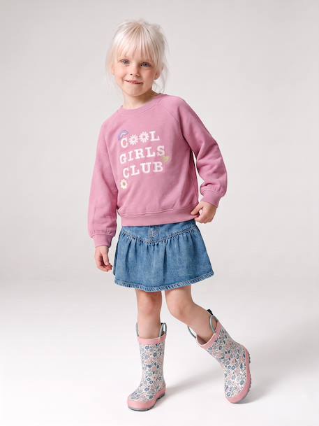 Sweatshirt with front motif for girls mauve - vertbaudet enfant 