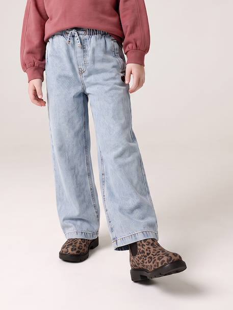 Wide-leg trousers for girls bleached denim+medium blue - vertbaudet enfant 