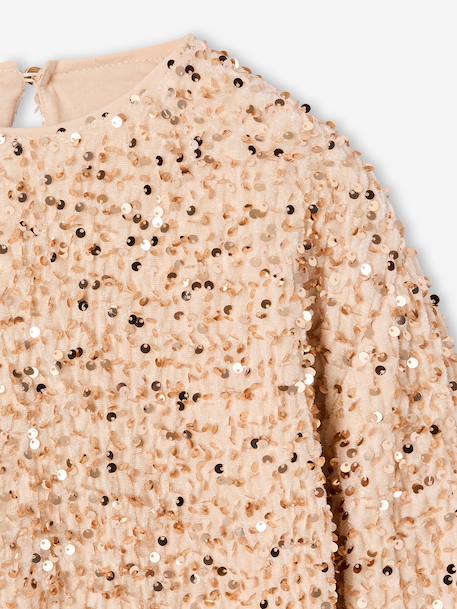 Sequin sweatshirt for girls gold - vertbaudet enfant 