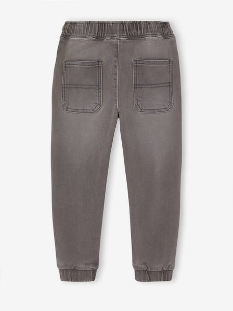 Denim-Effect Fleece Joggers, Easy to Put On, for Boys Denim Blue+light grey denim - vertbaudet enfant 
