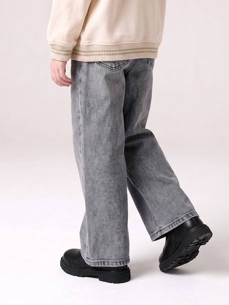 Girl's wide-leg star jeans denim grey+light blue - vertbaudet enfant 