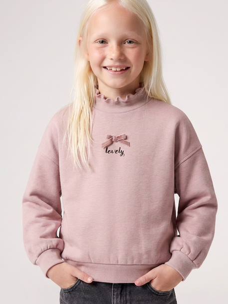 Sweatshirt for girls with high neck pale pink - vertbaudet enfant 