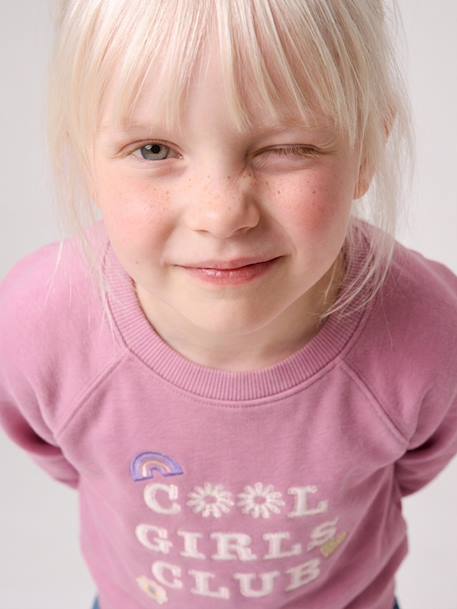 Sweat fille manches longues col rond mauve - vertbaudet enfant 