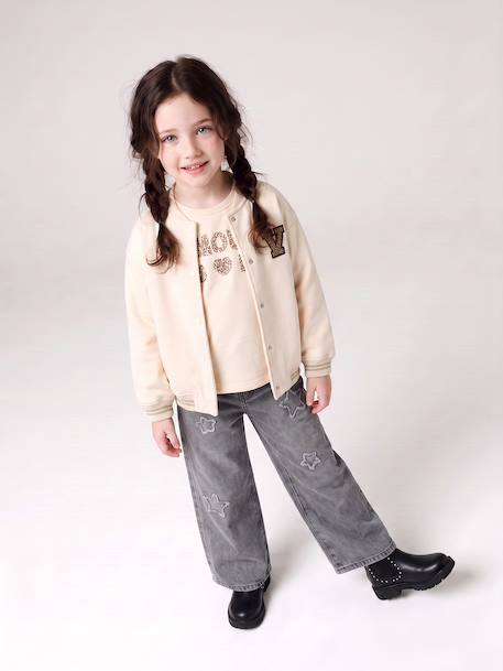 Girl's wide-leg star jeans denim grey+light blue - vertbaudet enfant 