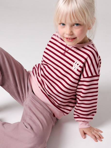 Sweat fille manches longues écru+rouge - vertbaudet enfant 