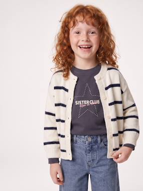 Long-sleeved knitted cardigan for girls - vertbaudet enfant -Long-sleeved knitted cardigan for girls