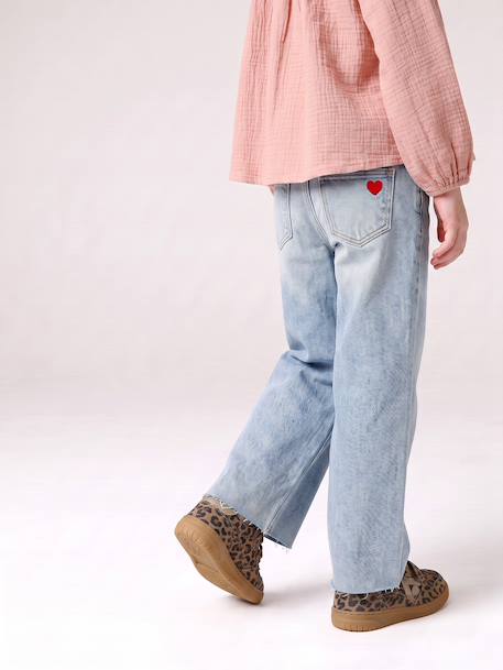 Straight-leg jeans for girls light blue+medium blue - vertbaudet enfant 