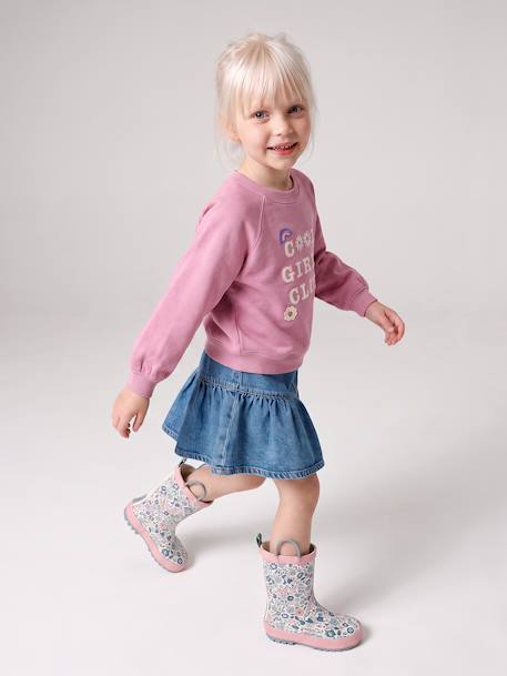 Sweatshirt with front motif for girls mauve - vertbaudet enfant 