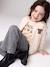 Varsity-Style Fleece Jacket for Girls beige+marl grey+navy blue - vertbaudet enfant 