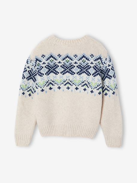 Pull jacquard garçon col rond blanc - vertbaudet enfant 