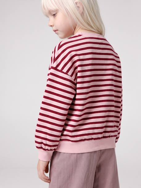 Sweat fille manches longues écru+rouge - vertbaudet enfant 