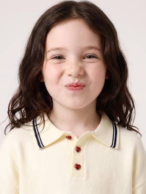 Long-sleeved polo jumper for girls - vertbaudet enfant -Long-sleeved polo jumper for girls