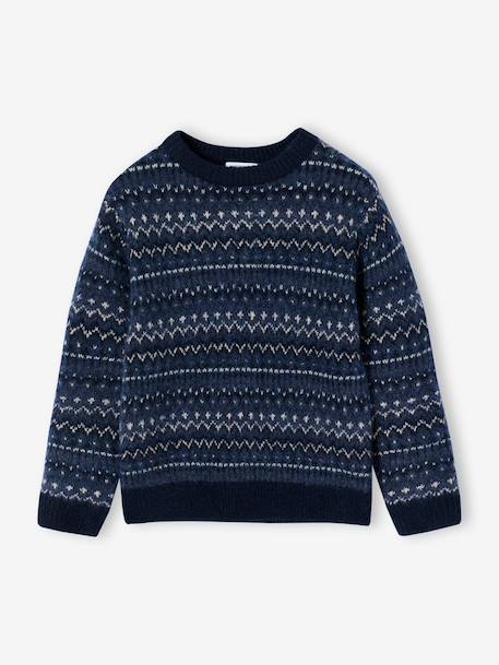 Knit jumper Jacquard for boys navy blue - vertbaudet enfant 