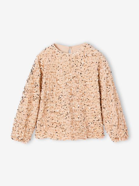 Sweat fille manches longues doré - vertbaudet enfant 