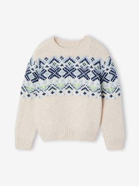 Pull jacquard garçon col rond - vertbaudet enfant