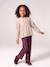 Embroidered girl's mom fit trouser grey green+plum+rosy - vertbaudet enfant 