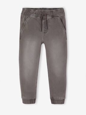 -Pantalon jogger en denim effet molleton facile à enfiler garçon