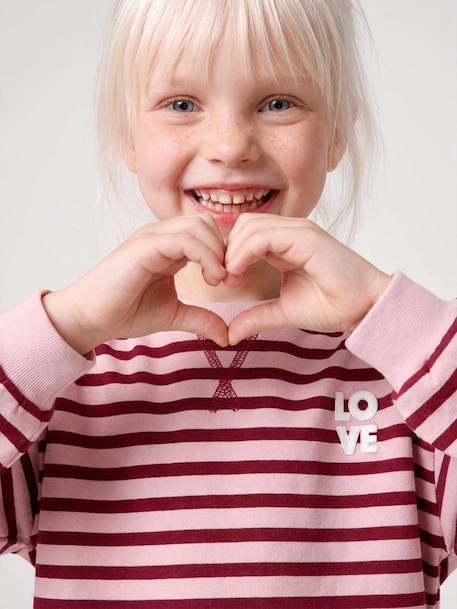 Sweat fille manches longues écru+rouge - vertbaudet enfant 