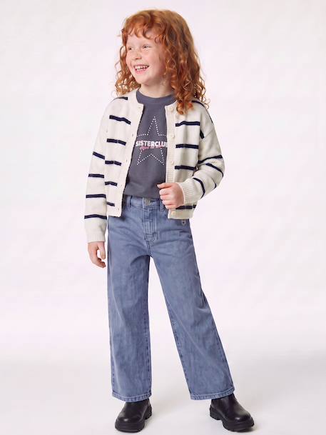 Wide-leg trousers in girls' colours green+grey blue+grey green+plum+rose - vertbaudet enfant 