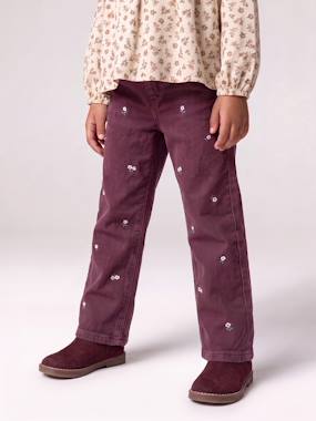 Girls-Embroidered girl's mom fit trouser