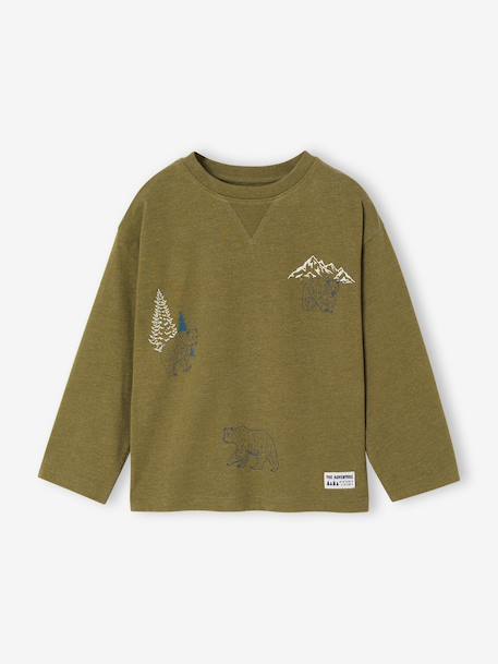 Long-sleeved T-shirt with slogan print for boys anthracite+pistachio+yellow - vertbaudet enfant 