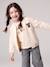 Varsity-Style Fleece Jacket for Girls beige+marl grey+navy blue - vertbaudet enfant 