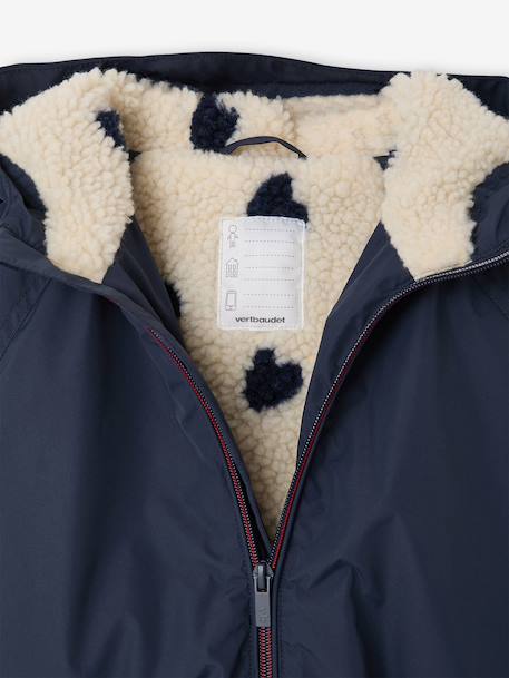 Coupe-vent fille à capuche doublé sherpa marine+rose - vertbaudet enfant 