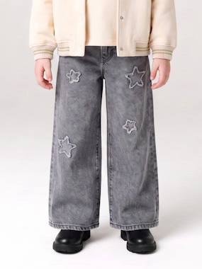 Jean large fille étoiles - vertbaudet enfant -Jean large fille étoiles