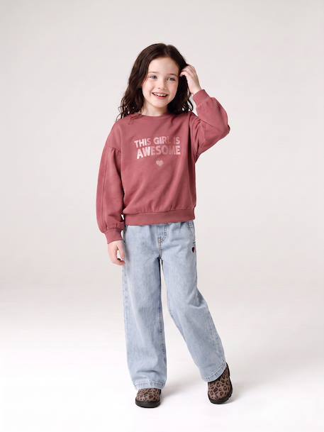 Wide-leg trousers for girls bleached denim+medium blue - vertbaudet enfant 
