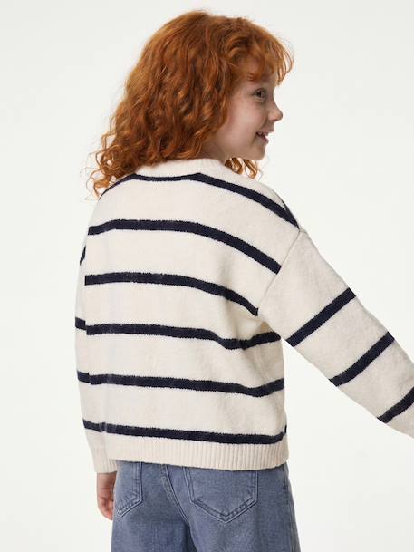Gilet fille manches longues écru+lavande+vert sauge - vertbaudet enfant 