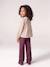 Embroidered girl's mom fit trouser grey green+plum+rosy - vertbaudet enfant 